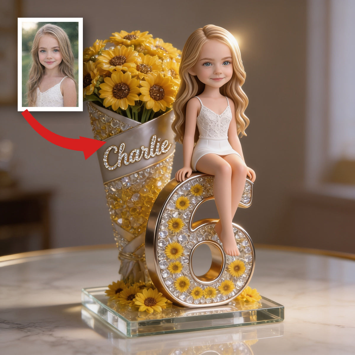 Personalisierte Foto-Geburtstags-Acrylplakette für kleine Mädchen, Geschenk für Tochter, Enkelin, Nichte