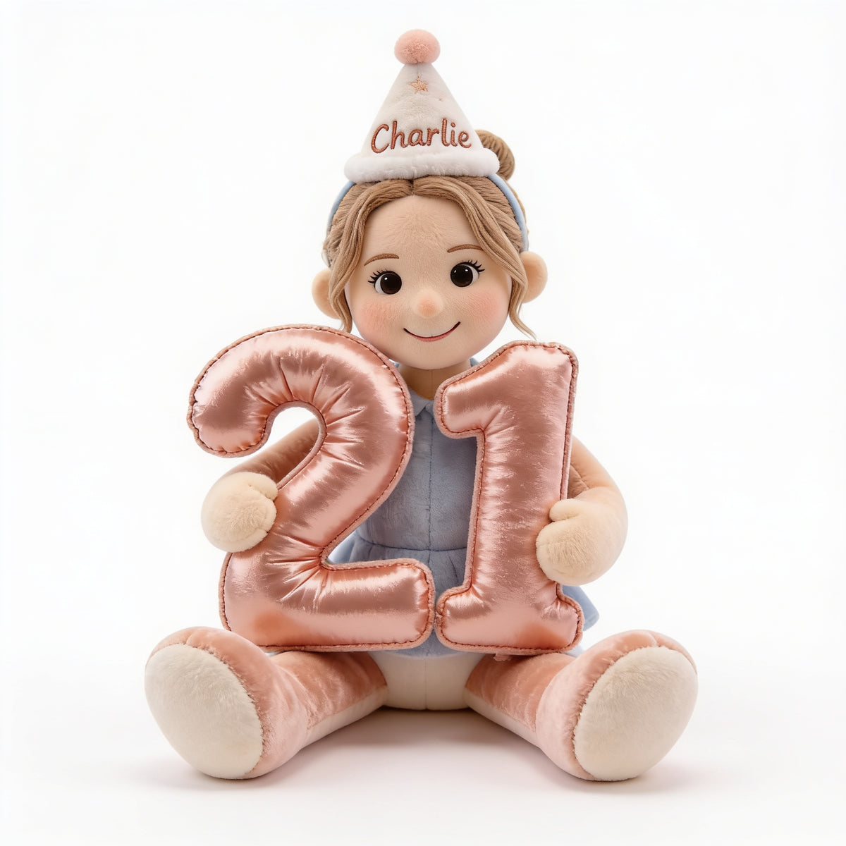 Personalized 21st Birthday Woman Plush Doll Faux Fur Pillow, Custom Birthday Gift for Her