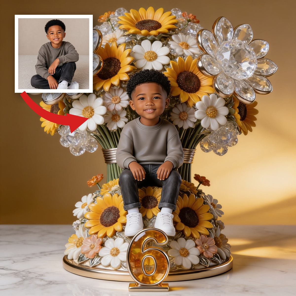 Custom Photo Black Little Boy Custom Shaped Acrylic Plaque, Gift for Son Grandson Nephew