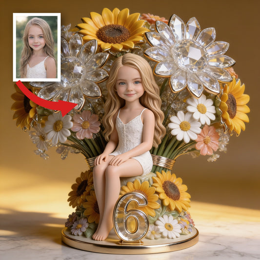 Custom Photo Little Blonde Girl Flower Custom Shaped Acrylic Plaque Birthday Gift for Daughter Niece