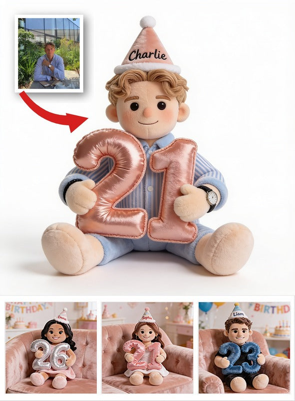 Personalized 21st Birthday Man Plush Faux Fur Pillow, Gift for Him