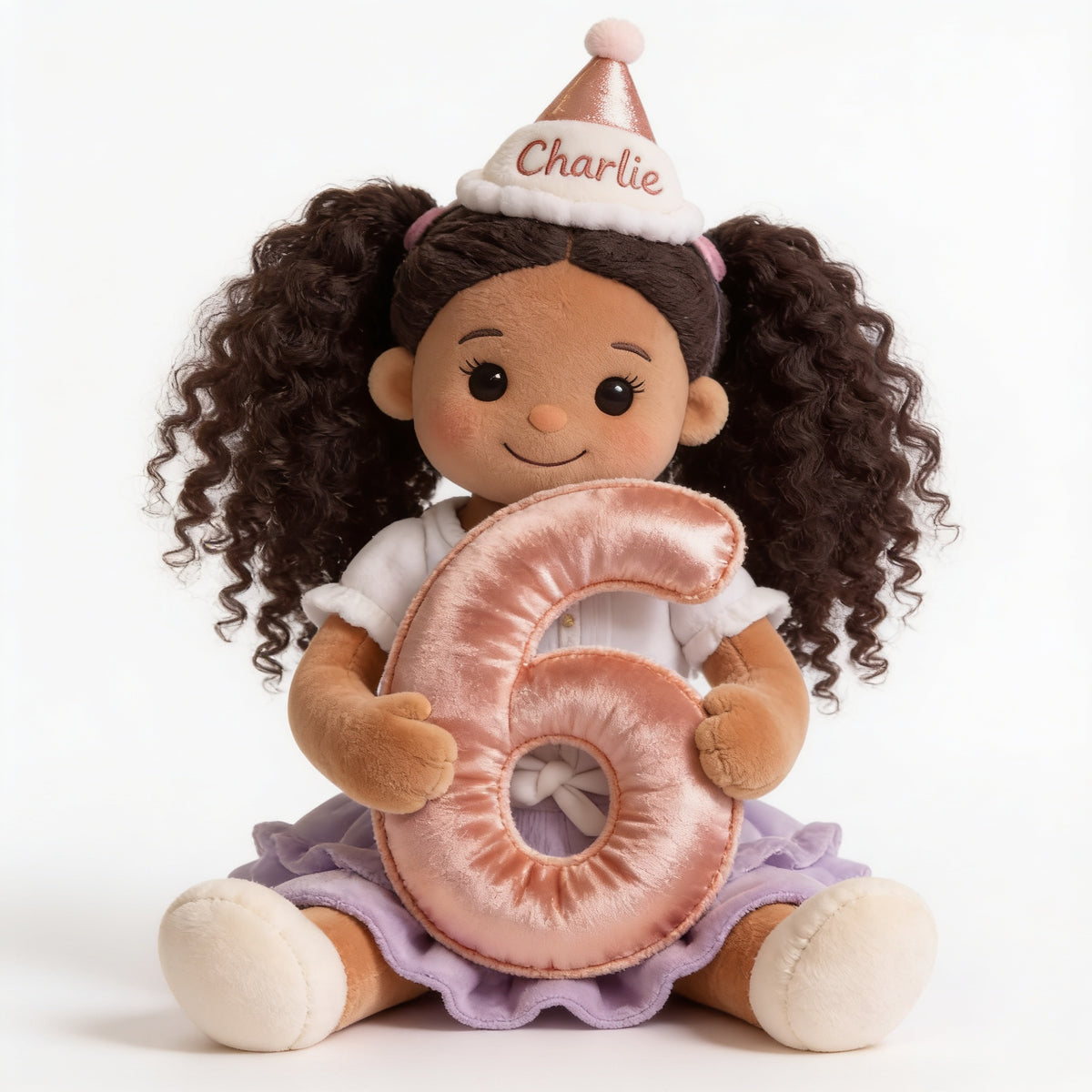 Personalized Birthday Black Little Girl Faux Fur Pillow, Kids Birthday Gift