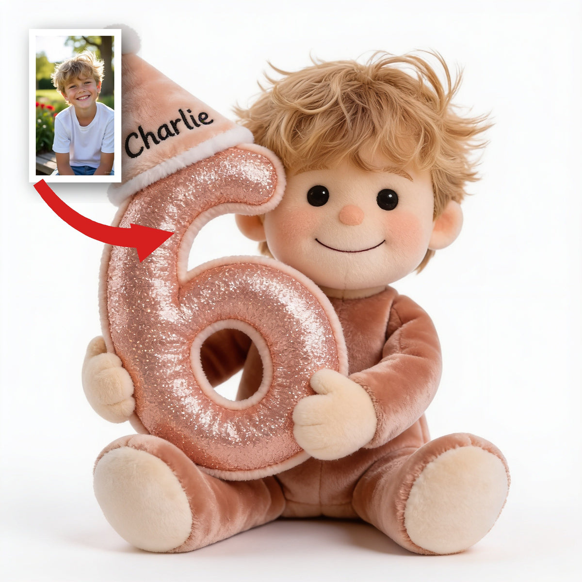 Personalisierte Geburtstagskissen für kleine Jungen aus Kunstfell