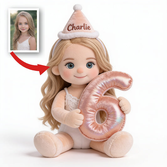 Coussin en fausse fourrure personnalisé pour anniversaire petite fille
