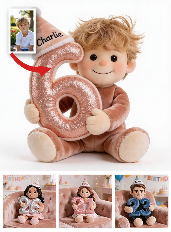 Personalisierte Geburtstagskissen für kleine Jungen aus Kunstfell