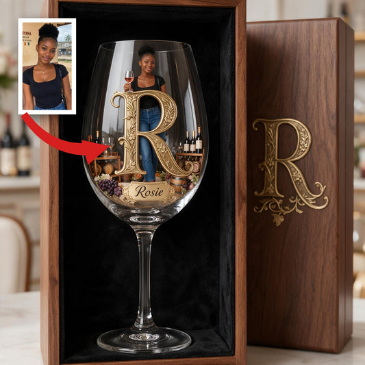 Set de Verres à Vin Personnalisés Femme Noire avec Boîte en Bois, Cadeau Amoureux du Vin