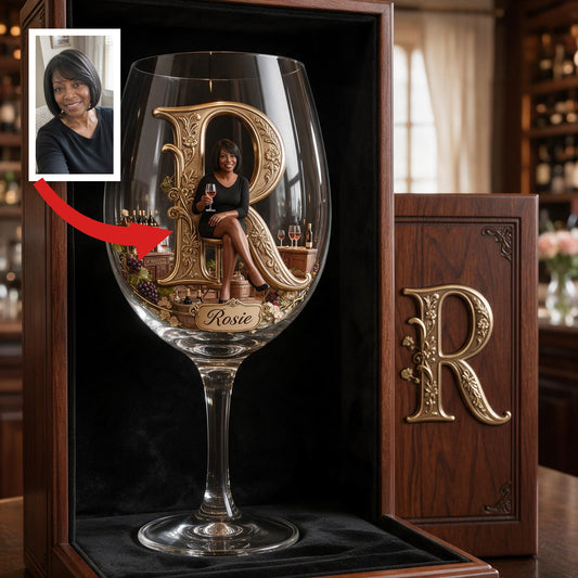 Set de Verres à Vin Personnalisés pour Femme Noire Âgée avec Boîte en Bois, Cadeau pour Amateurs de Vin