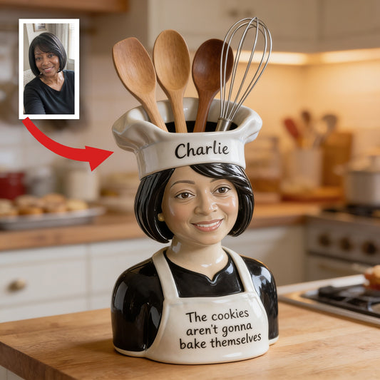 Cadeau de cuisson en acrylique personnalisé pour femme chef noire senior