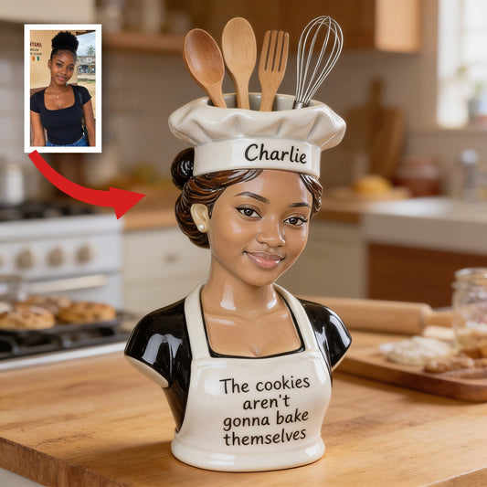 Cadeau de décoration de cuisine en acrylique pour chef femme noire personnalisé