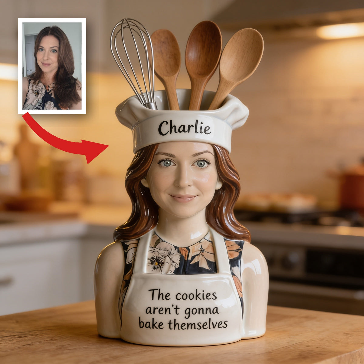 Personalized Female Baker Acrylic Pot Kitchen Baking Decor Gift