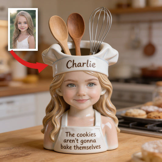 Pot en acrylique personnalisé pour petite fille chef, cadeau de pâtisserie pour fille, petite-fille, nièce