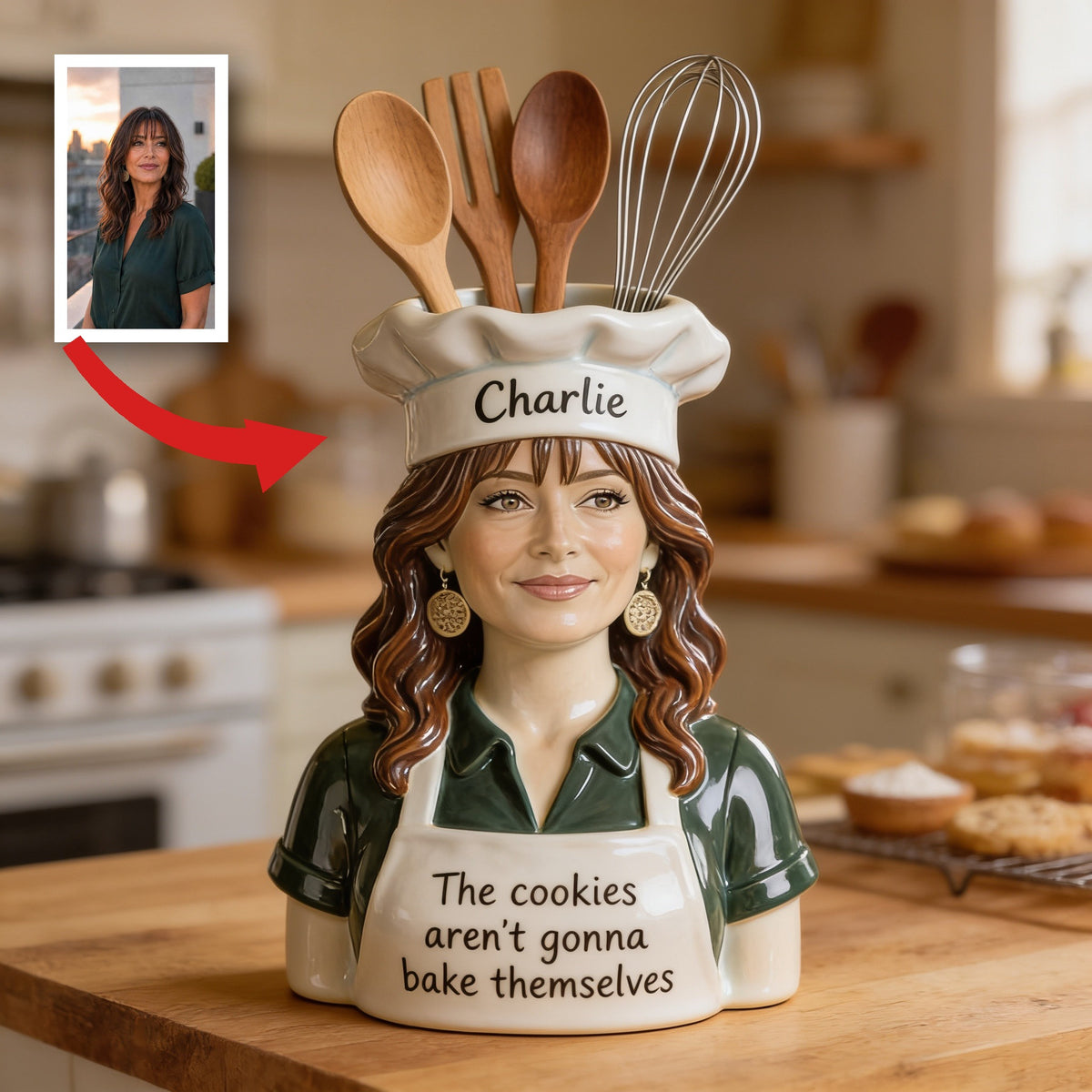 Personalized Latina Baker Woman Acrylic Pot Baking Kitchen Decor Gift