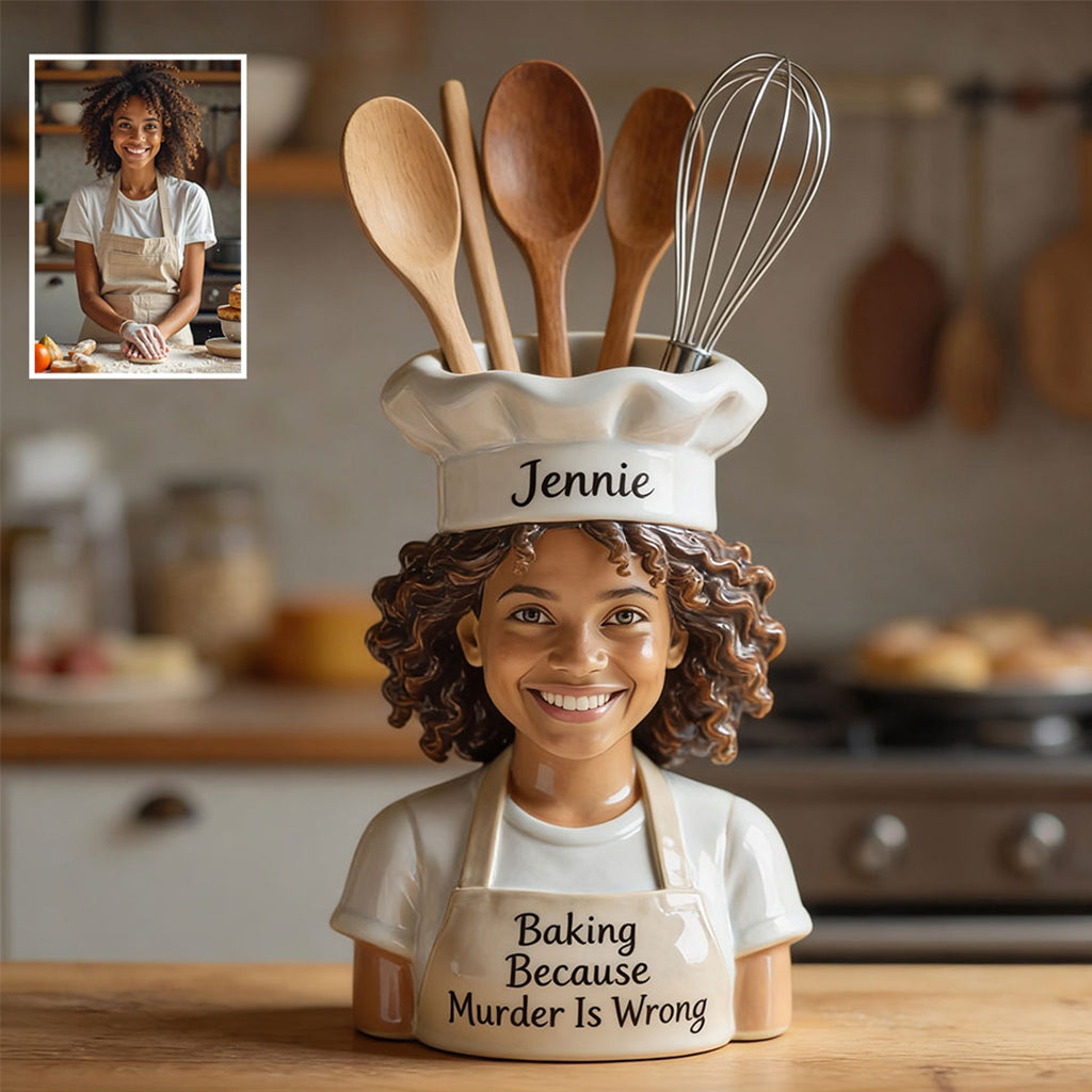Personalized Latina Little Girl Chef Baking Acrylic Pot Kitchen Decor Gift