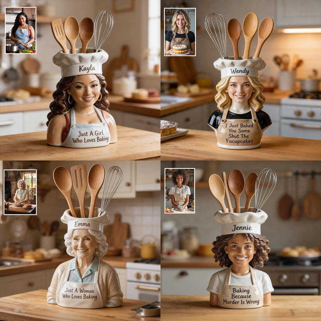 Personalized Female Baker Acrylic Pot Kitchen Baking Decor Gift