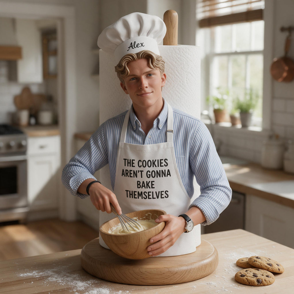 Custom Photo Baking Man Paper Towel Stand Funny Kitchen Counter Gift