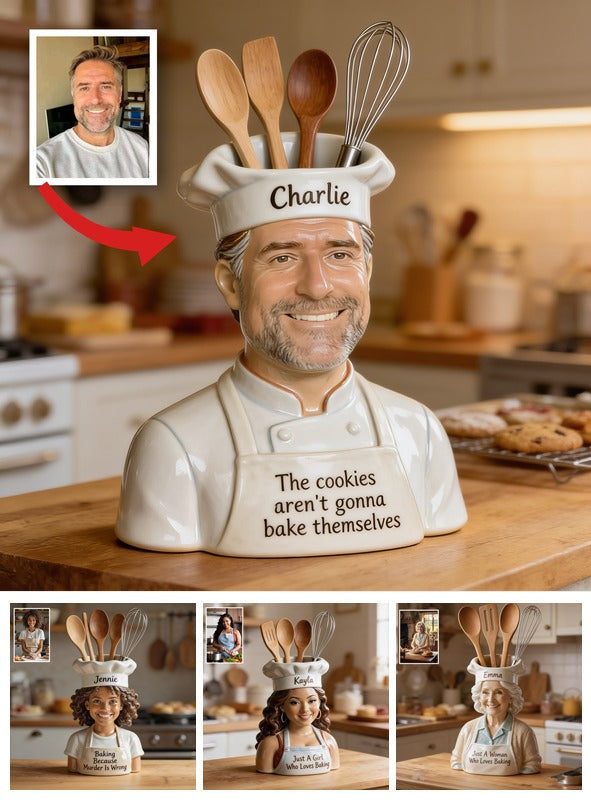 Personalized Older Latino Baker Man Acrylic Pot, Baking Lover Kitchen Gift