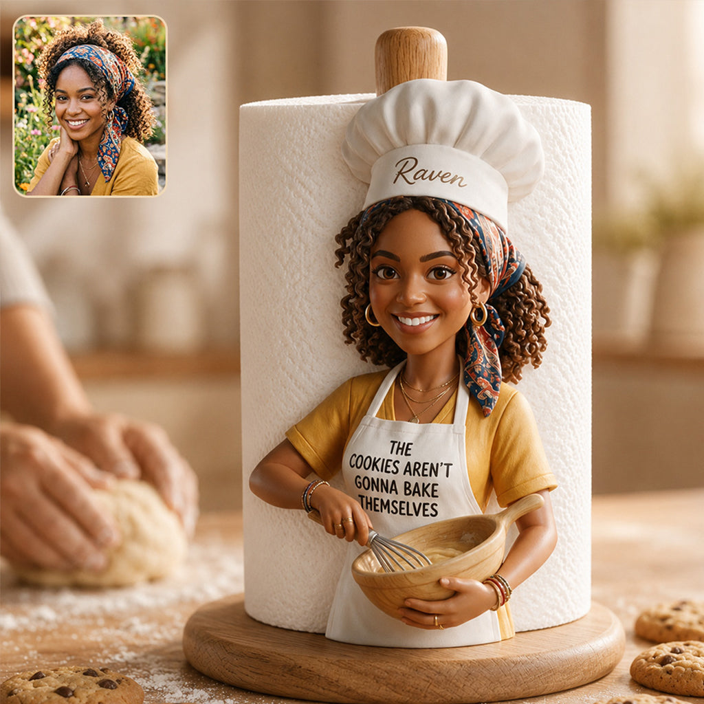 Custom Photo Latino Man Chef Paper Towel Stand 21st Birthday Kitchen Gift