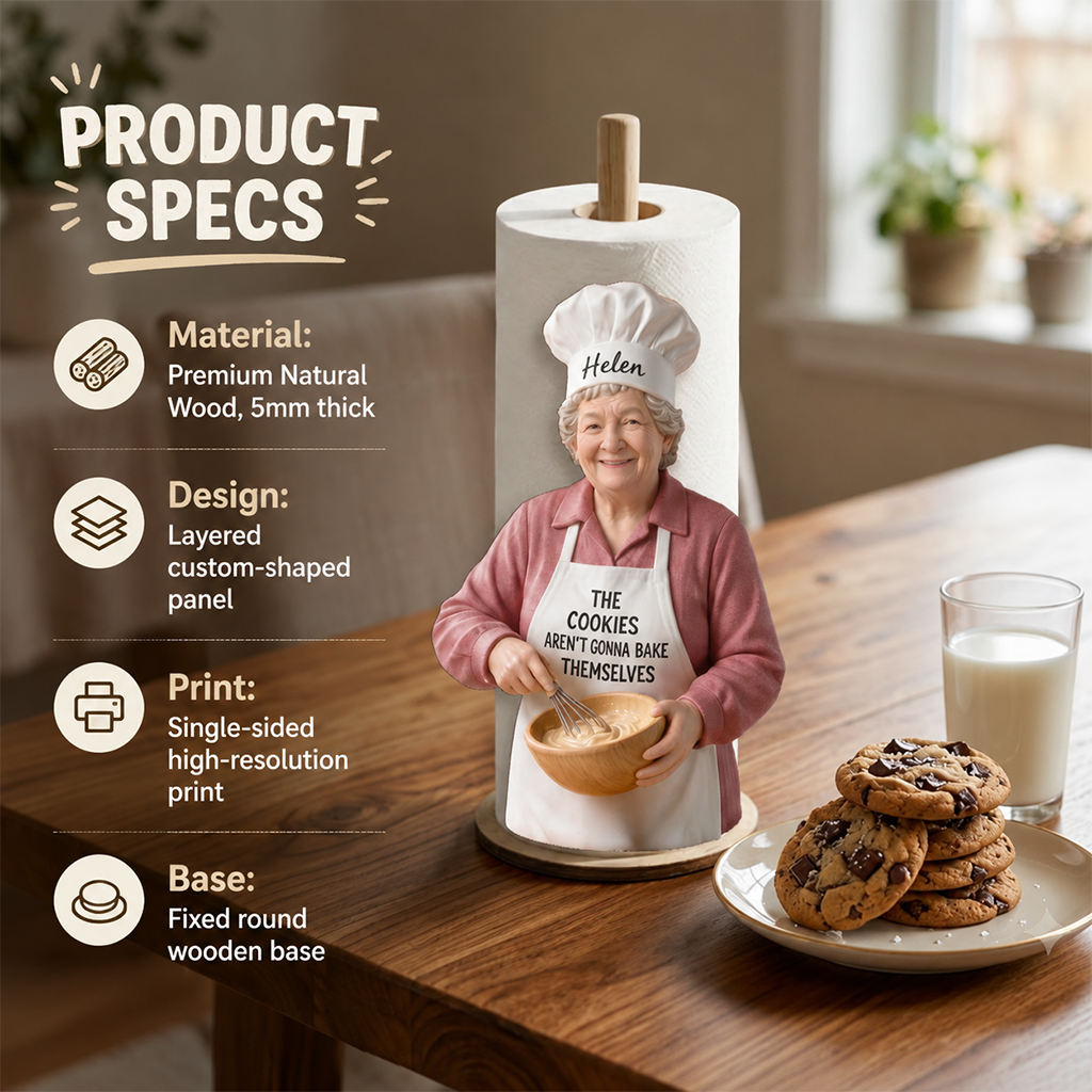 Custom Photo Latino Man Chef Paper Towel Stand 21st Birthday Kitchen Gift