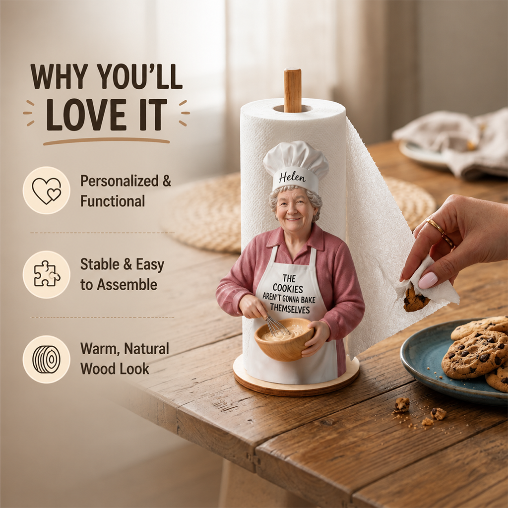 Custom Photo Latina Baking Chef Paper Towel Stand Kitchen Decor Baking Gift
