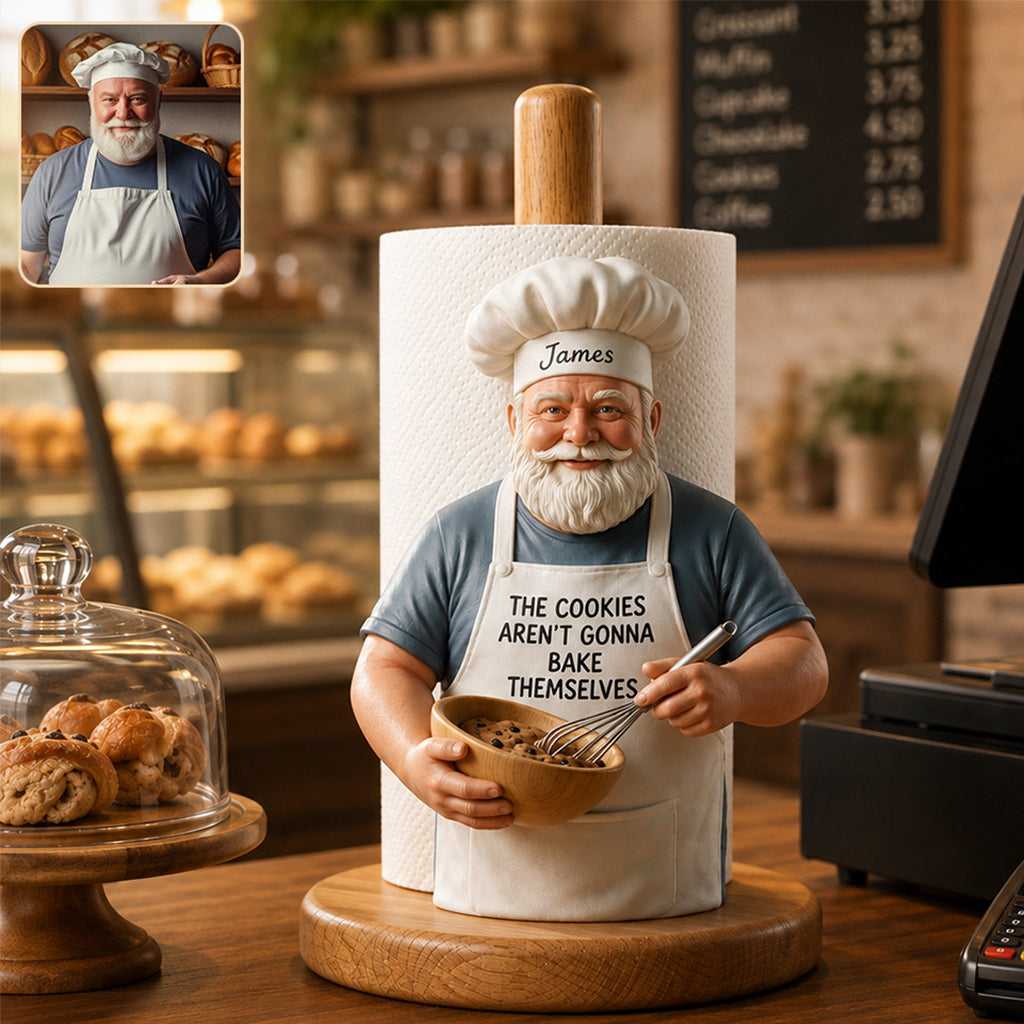 Custom Photo Latino Man Chef Paper Towel Stand 21st Birthday Kitchen Gift