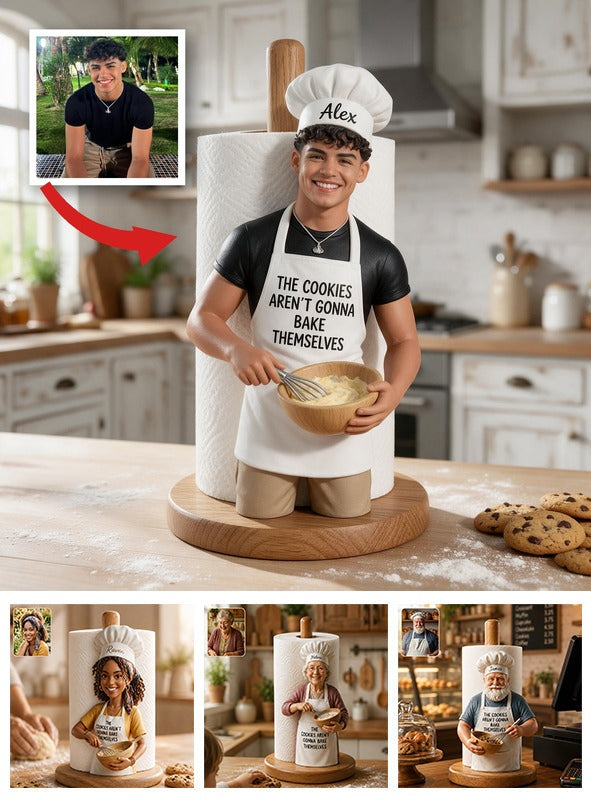 Custom Photo Latino Man Chef Paper Towel Stand 21st Birthday Kitchen Gift