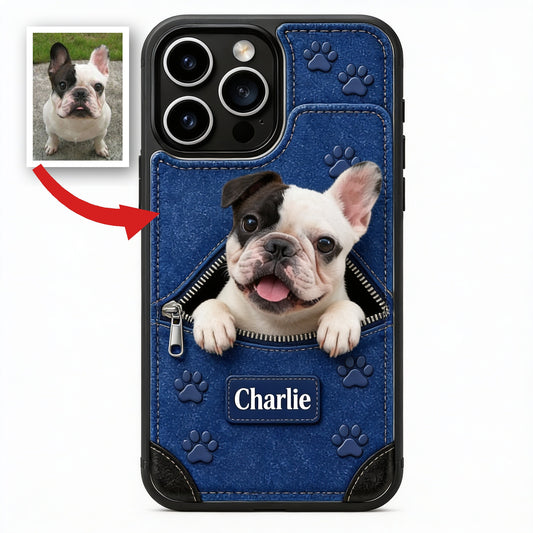 Coque de téléphone portefeuille personnalisée Bulldog Français Noir & Blanc