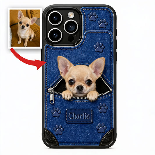 Coque de téléphone portefeuille personnalisée avec un faon Chihuahua