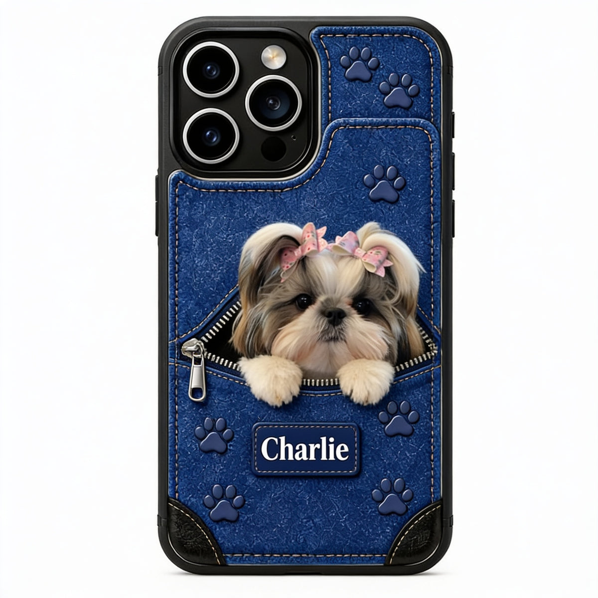 Personalized Long Fur Shih Tzu Wallet Phone Case Dog Lover Gift
