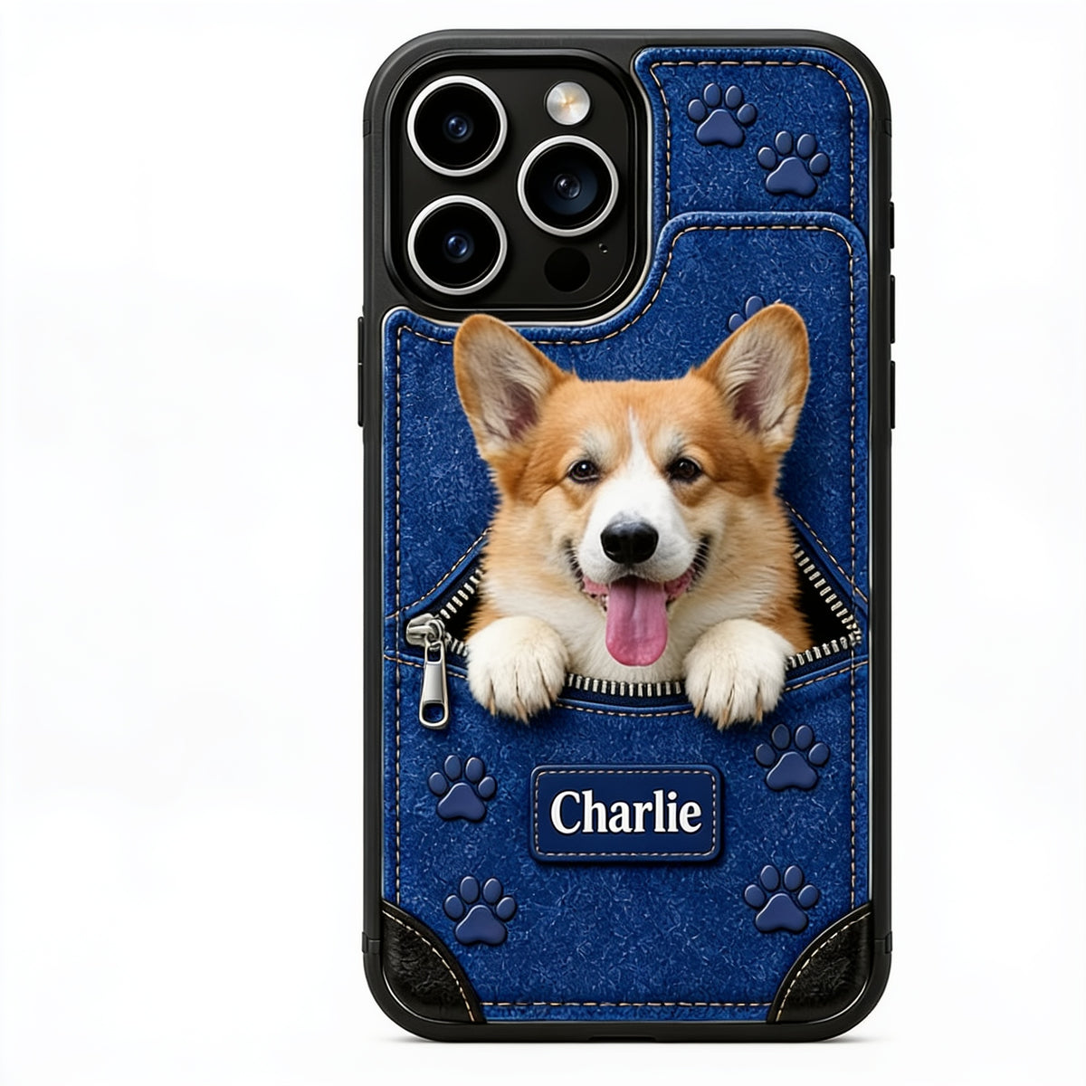 Personalisierte Tan und Weiße Pembroke Welsh Corgi Geldbörse Handyhülle Geschenk für Tierliebhaber