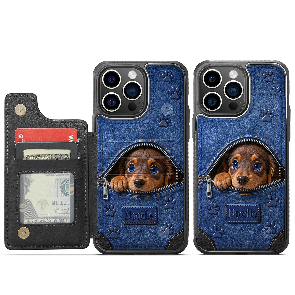 Personalized Peeking Black & White French Bulldog Wallet Phone Case Dog Lover Gift