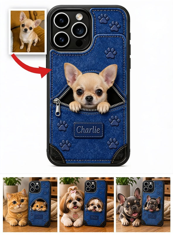 Personalized Peeking Fawn Chihuahua Wallet Phone Case Pet Lover Gift