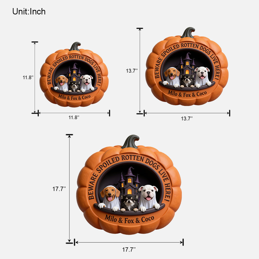Personalized Halloween Shih Tzu Pink Bow Pumpkin Shaped Wood Sign Dog Lover Gift