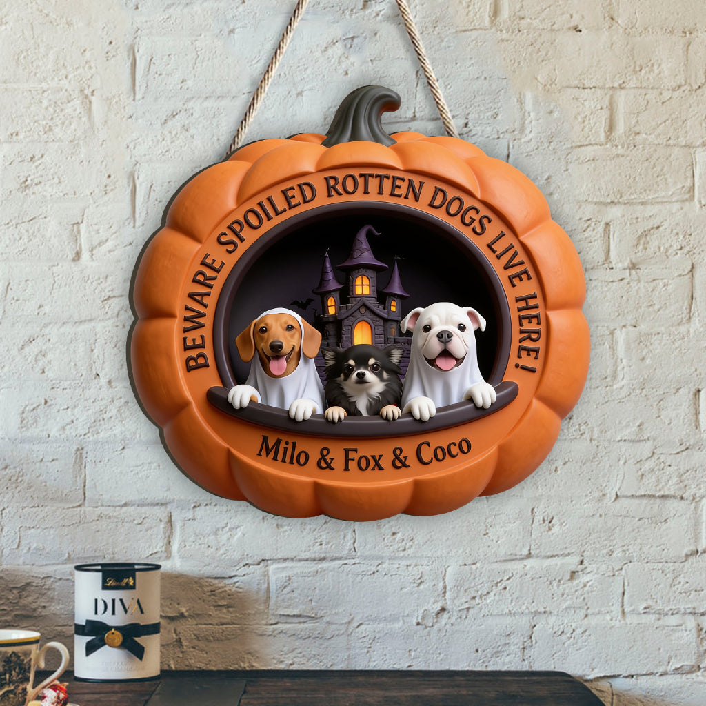 Personalized Halloween Black and White French Bulldog Custom Shaped Wood Sign