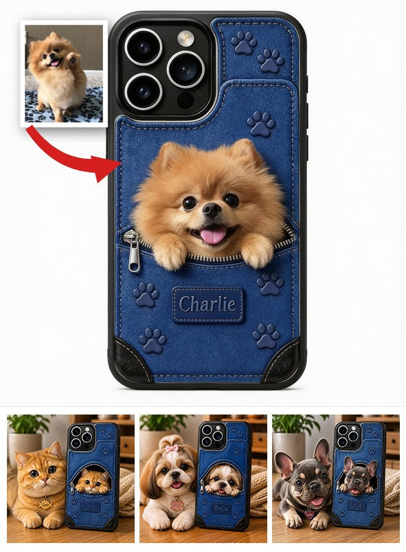 Personalized Fluffy Golden Pomeranian Wallet Phone Case Dog Lover Gift