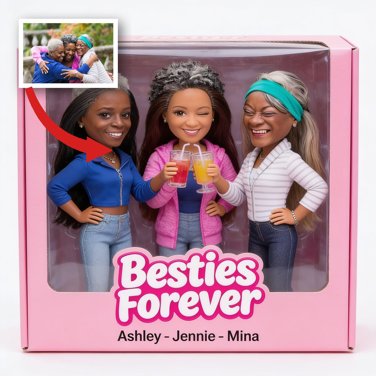 Custom Photo Older Black Female Best Friends Shaped Acrylic Plaque Bestie Forever Gift