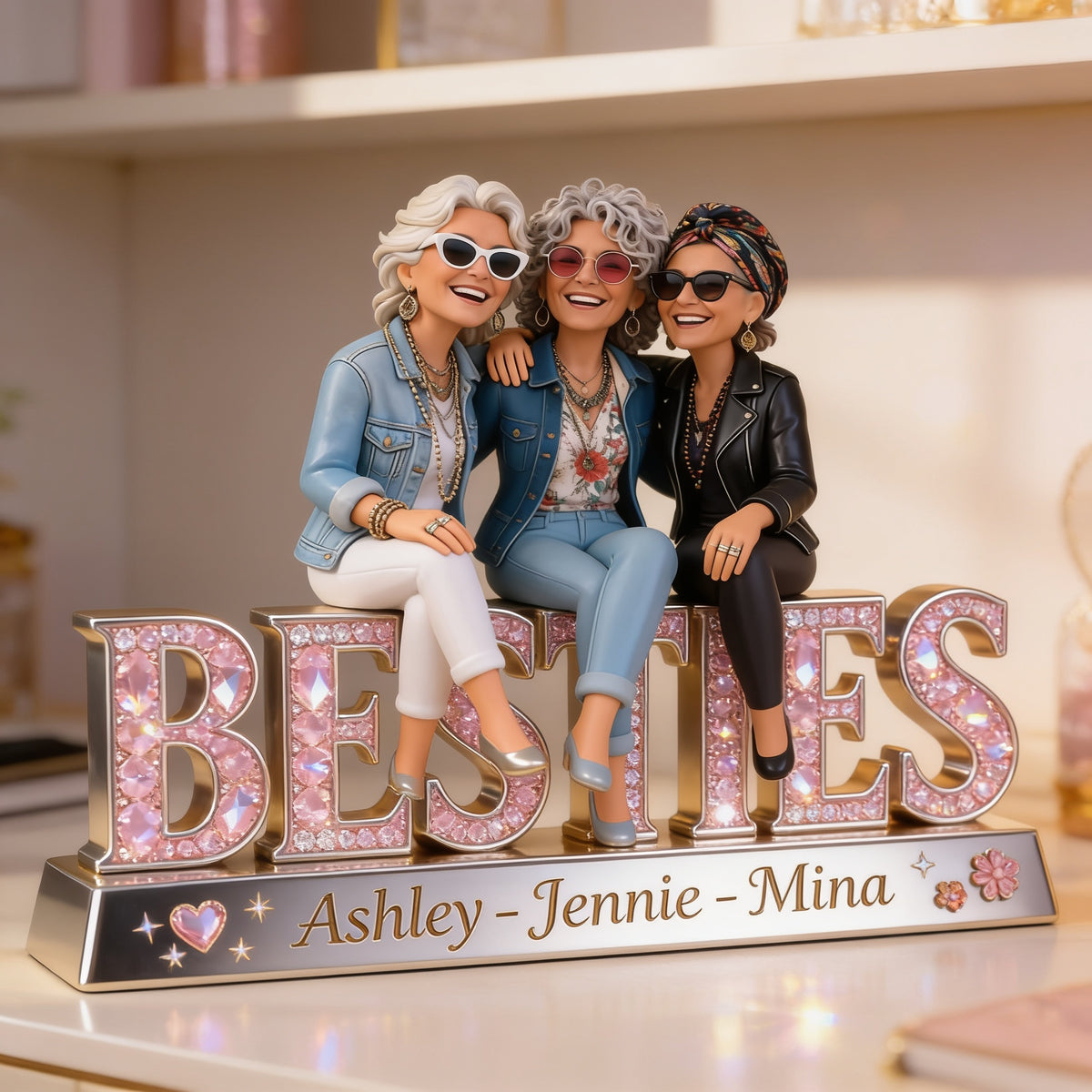Personalized Older Latina Best Friends Custom Shaped Acrylic Plaque Bestie Gift