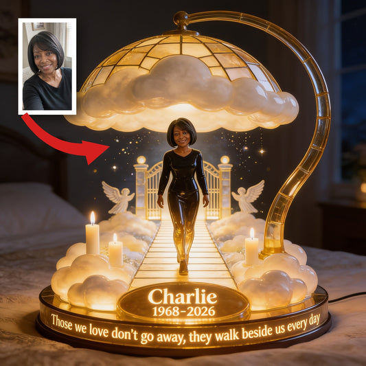 Personalized Black Woman Memorial Acrylic LED Night Light Remembrance Gift