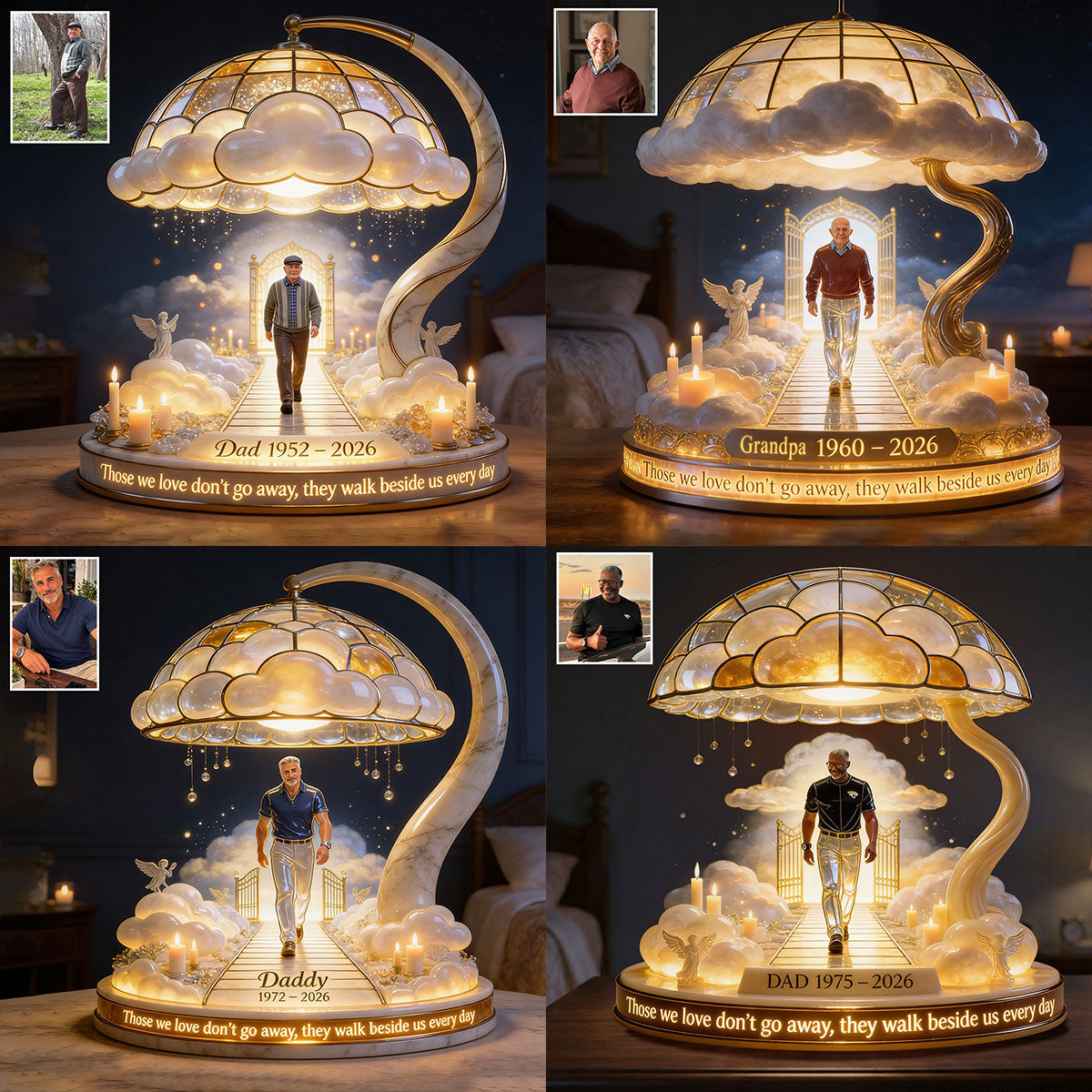 Personalized Memorial Woman Acrylic LED Night Light, Bereavement Keepsake Gift