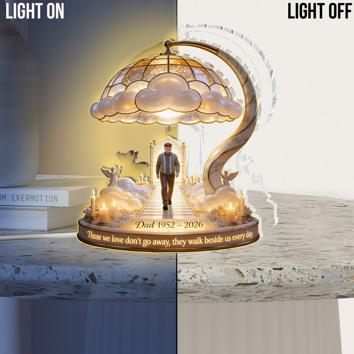 Personalized Young Latino Man Memorial Acrylic LED Night Light Sympathy Gift