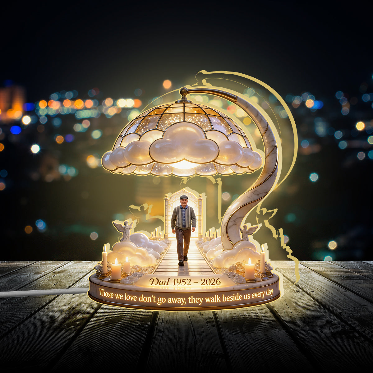 Personalized Memorial Man Acrylic LED Night Light Remembrance Sympathy Gift