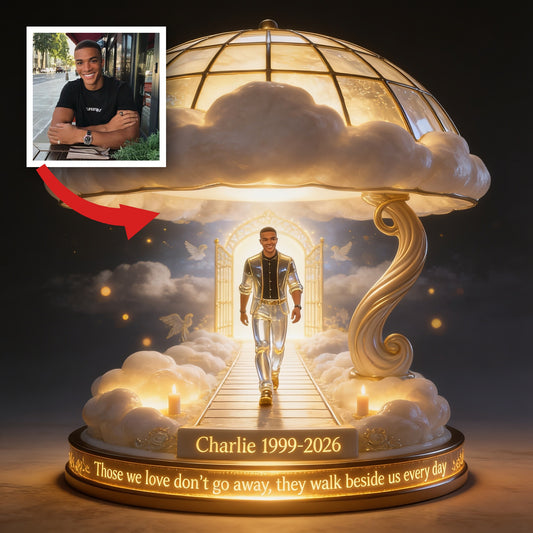 Personalized Black Man Memorial Acrylic LED Night Light, Bereavement Gift