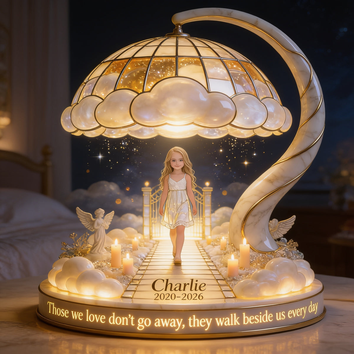 Personalized Little Girl Memorial Acrylic LED Night Light, Remembrance Gift for Daughter Granddaughter