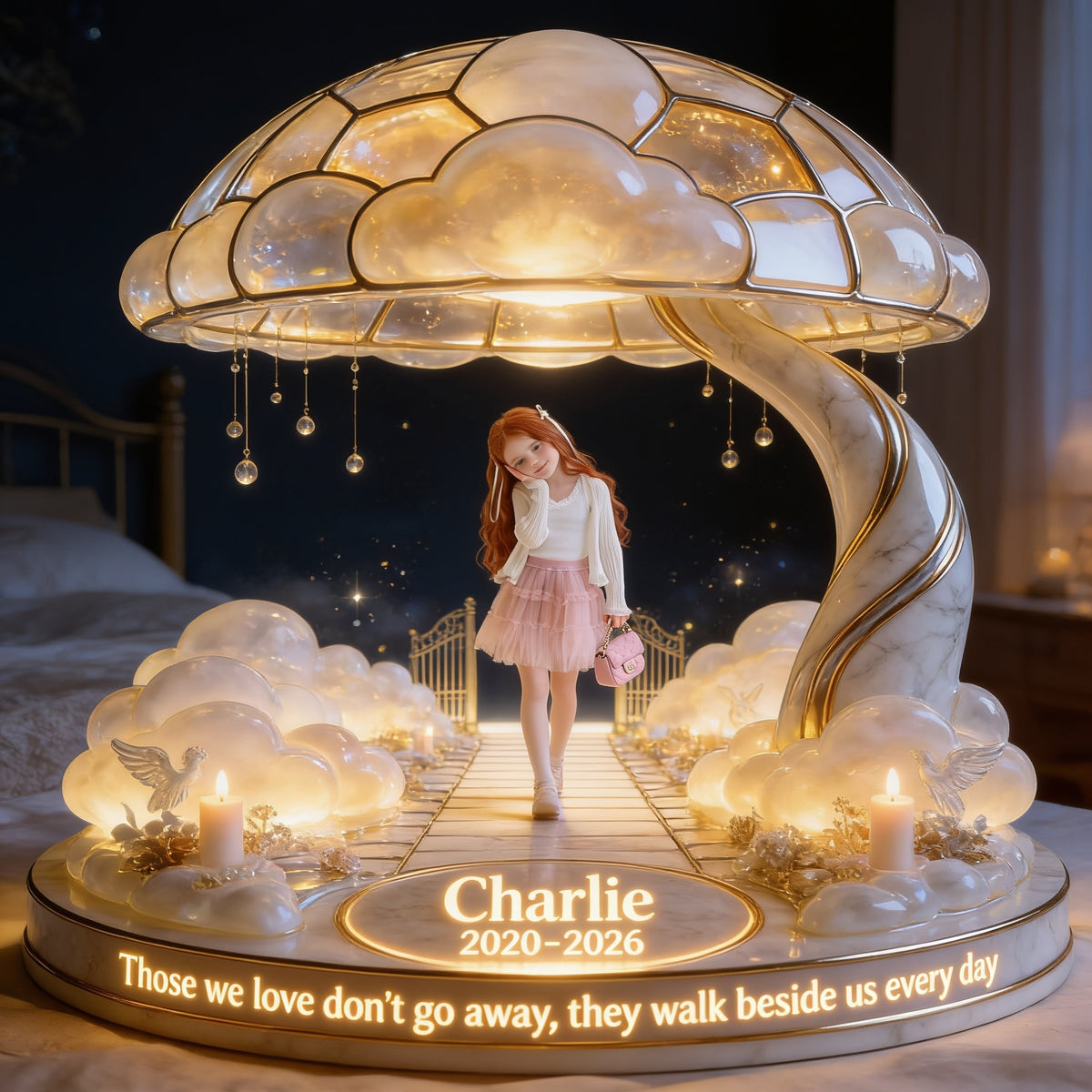Personalized Latina Little Girl Memorial Acrylic LED Night Light, Remembrance Gift