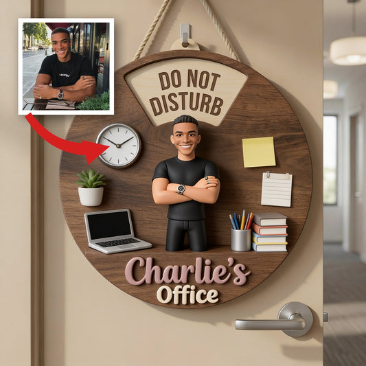 Panneau Personnalisé de Statut de Bureau avec Photo d'Homme Noir, Cadeau de Bureau Personnalisé