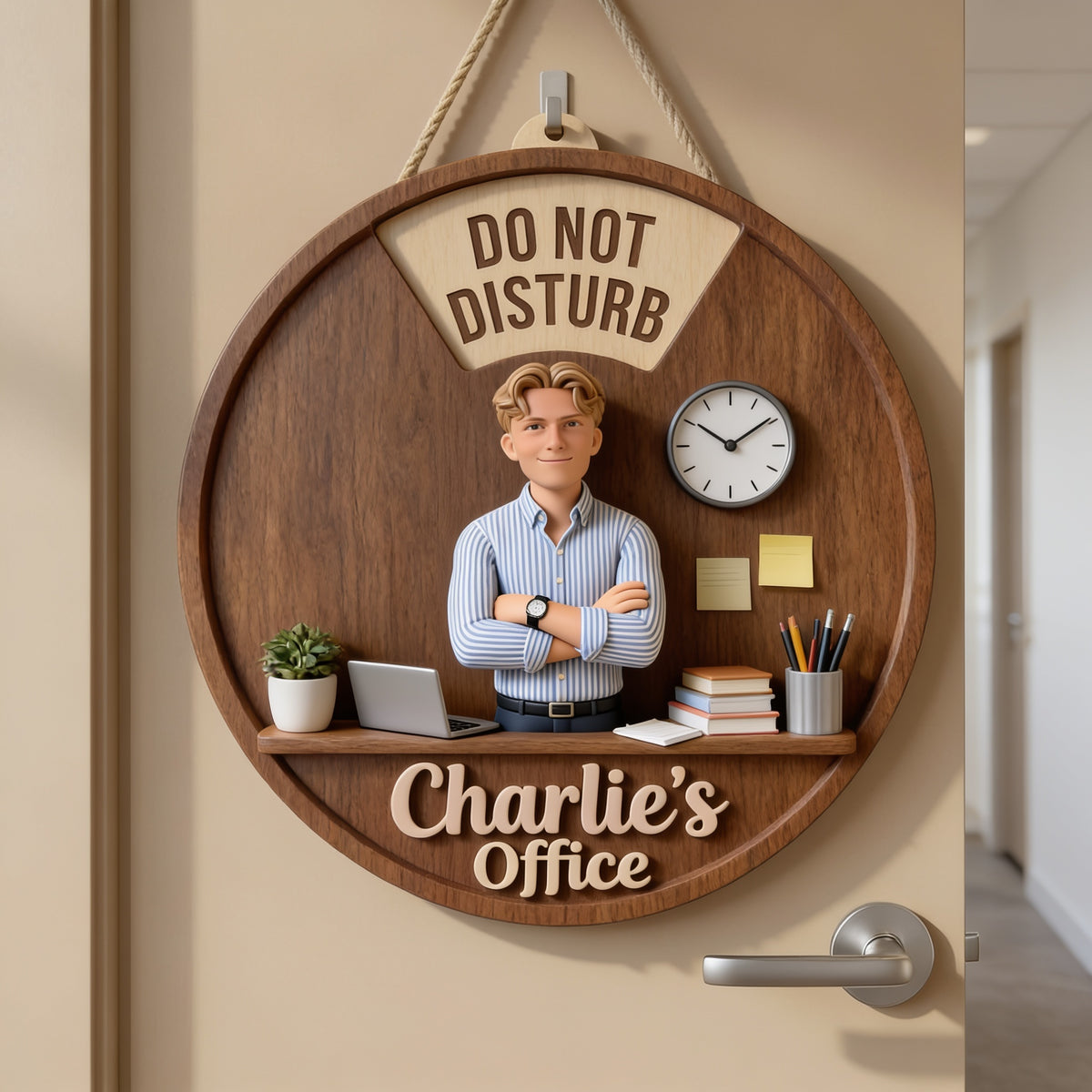 Custom Photo Office Man Spinner Status Sign Office Door Decor
