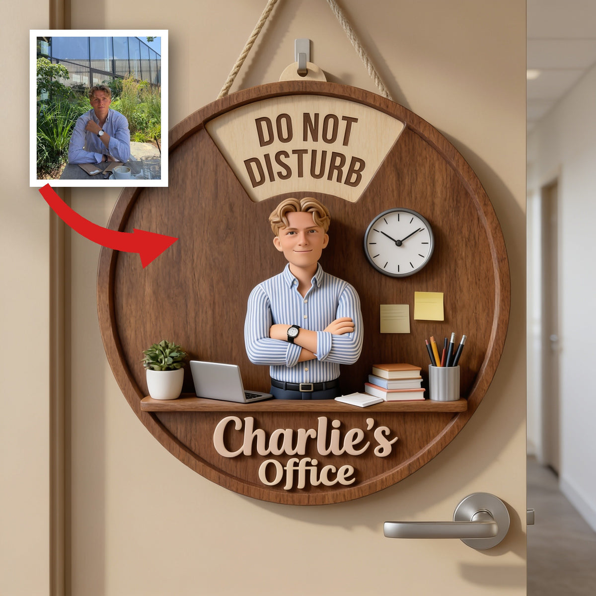 Custom Photo Office Man Spinner Status Sign Office Door Decor
