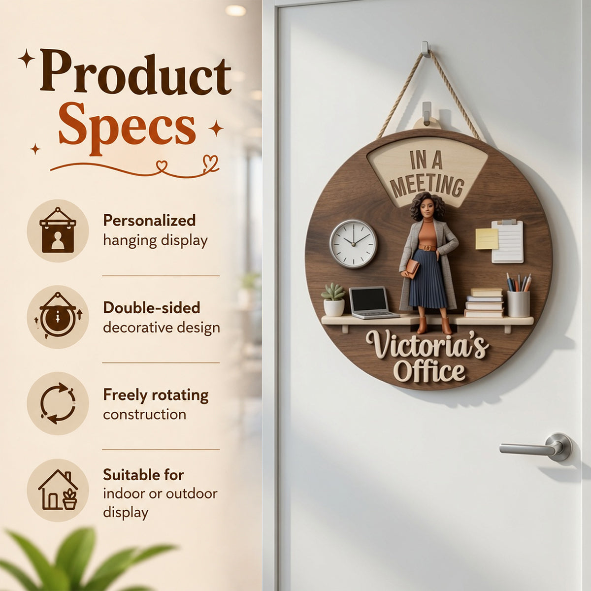 Custom Photo Office Woman Spinner Sign Do Not Disturb Office Door Decor