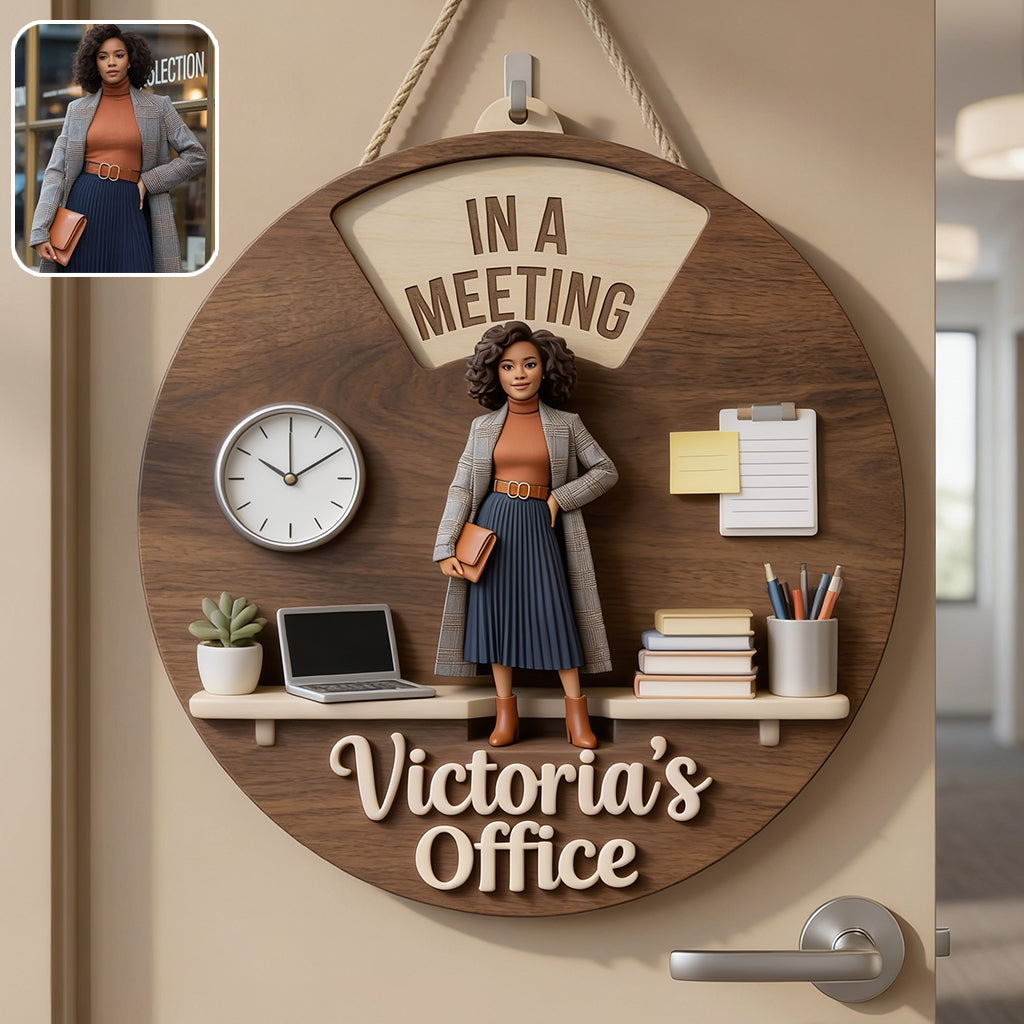 Custom Photo Young Latino Man Office Status Spinner Sign, Office Door Decor Gift