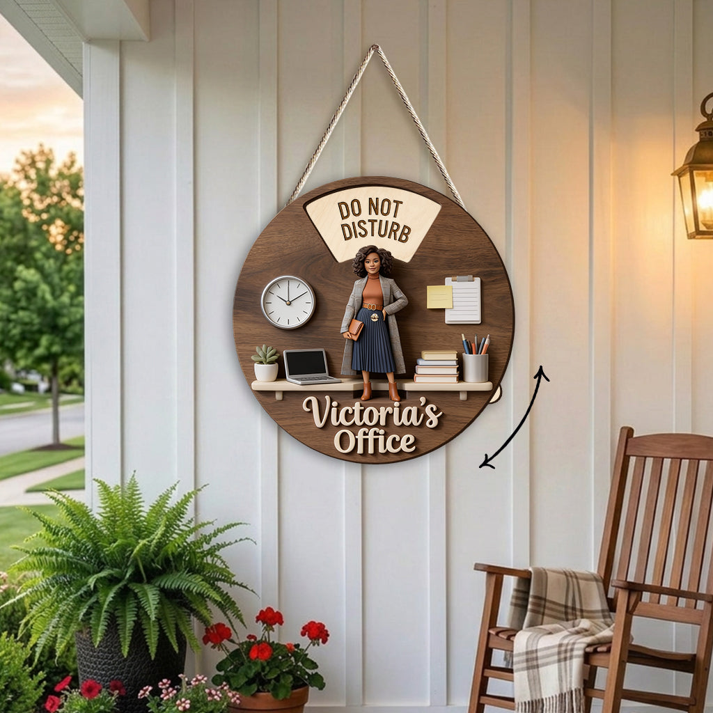 Custom Photo Black Woman Office Status Spinner Sign Home Office Door Decor