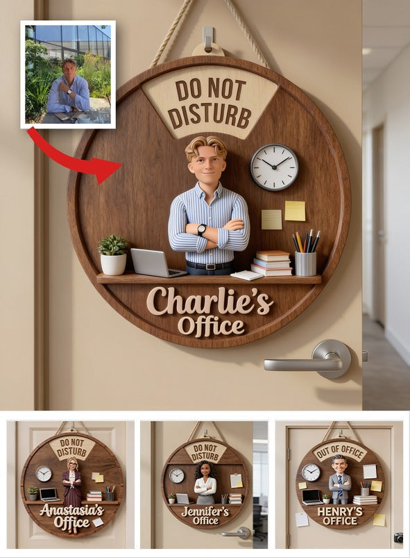 Custom Photo Office Man Spinner Status Sign Office Door Decor